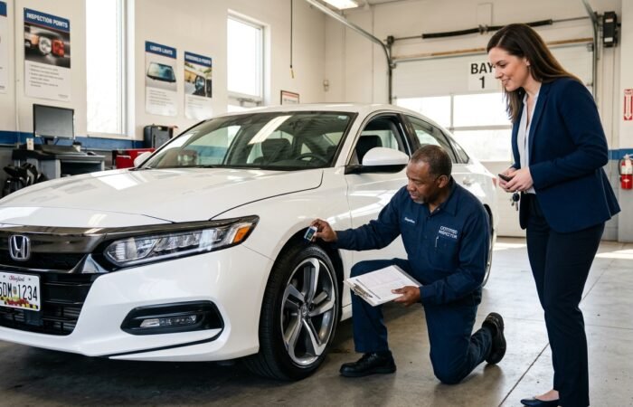 Uber Inspection at a professional vehicle inspection facility in Upper Marlboro, Maryland